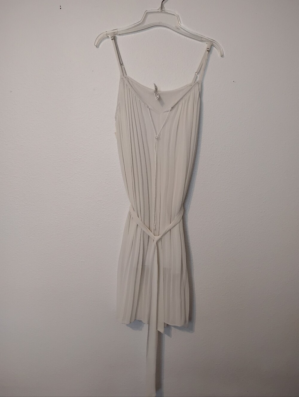 Magic White Pleated Mini Sheer Tie Dress